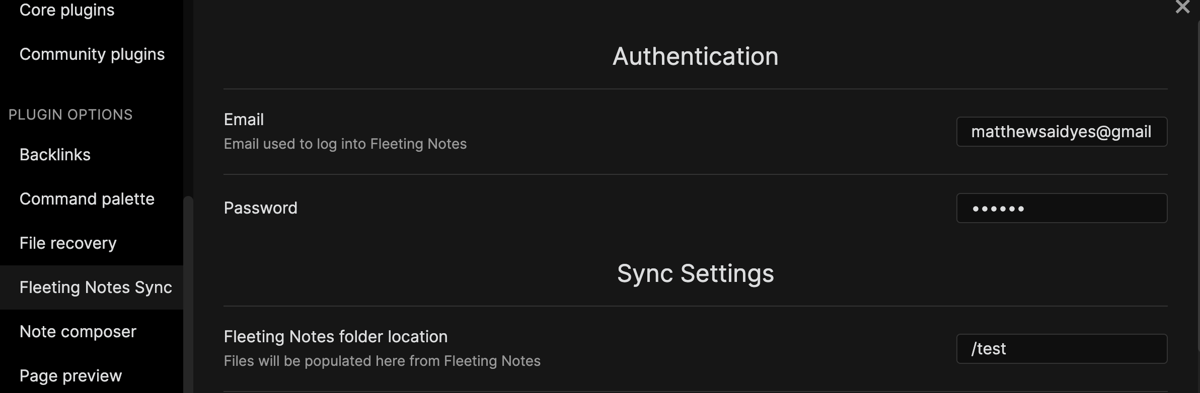 Fleeting Notes Settings